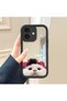 iPhone 16 Compatible Drop-Resistant Black Silicone Case with Mirror Surface and Evil Cat Patterns - 2