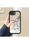 iPhone 16E Compatible Drop-Resistant Black Silicone Case with Mirror Surface and Ribbon Patterns - 2