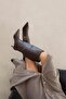 Victor Women's Pointed Toe Heeled Matte Leather Boots Brown