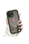 iPhone 14 Pro Compatible Drop-Resistant Black Silicone Case Mirror-Faced Ribbon Patterns - 3