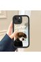 iPhone 15 Compatible Drop Resistant Black Silicone Case Mirror Face Puppy Patterns - 3