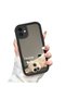 iPhone 12 Compatible Drop-Resistant Black Silicone Case Mirror-Faced Puppy Patterns - 3