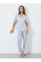 Woven Linen Look Striped Shirt and Pyjama Set - 2
