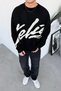 Black Premium Processing Print O Oversized Sweatshirt