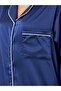 Matte Satin Piped Detail Pocket Shirt and Pyjama Set - 3