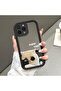 iPhone 15 Pro Compatible Drop-Resistant Black Silicone Case with Mirror Surface and Evil Cat Patterns