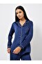 Matte Satin Piped Detail Pocket Shirt and Pyjama Set - 2