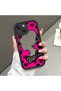 iPhone 15 Compatible Drop-Resistant Black Silicone Case with Mirror-Faced Barbie Patterns