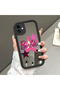 iPhone 12 Compatible Fall-Resistant Black Silicone Case with Mirror Face Barbie Patterns