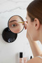 15X Magnifying Makeup Mirror with Suction Cup and Professional Pointed Tip Ingrown Hair Tweezer Set Gold - 7