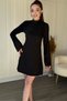 Elegant Short Black Bell Dress with Turtleneck Back Detail
