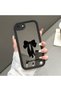 iPhone 7/8/Se 2020 2022 Compatible Mirror Phone Case Black Silicone Protected Ribbon Patterns