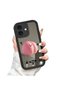 iPhone 16 Compatible Drop-Resistant Black Silicone Case Mirror-Faced Fruit Patterns - 3
