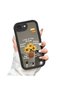 iPhone 16E Compatible Drop-Resistant Black Silicone Case with Mirror Surface and Floral Patterns - 3