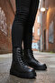 Tuno 07 Black Girls' Boots with Fleece Inside and Non-Slip Sole