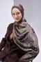 Viscose Blend Mayda Shawl Dark Stone-Khaki Patterned Tok Duruşlu 190X70 - 4