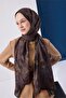 Viscose Blended Mayda Shawl Dark Mink-Brown Patterned Tok Duruşlu 190X70 - 5