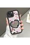 iPhone 15 Compatible Drop Resistant Black Silicone Case Mirror Face Heart Patterns