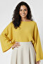 Women's Yellow Batwing Sleeve Soft Texture Boat Neck Knitwear Sweater - 2