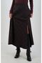 Anthracite Claret Red Plaid Slit Skirt - 5