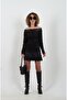 Black Gathered Front Glitter Tulle Blouse - 2