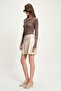 Beige Leather Mini Skirt with Accessory Detail 4066 R3-G-K5 - 2