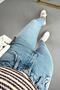 Ns-41818 Women's Light Blue Acid Snow Wash Super High Waist Comfort Stretch Fabric Mom Denim Pantalon Jeans - 4