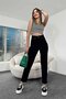 Ns-83079 High Waist Stretch Fabric Black Straight Mom Jeans