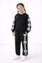 Girls' Striped and Ribbon Detail Pocketed Comfortable Tracksuit Set - 4