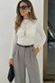 Women's Long Sleeve Stylish Blouse with Chest Buckle Detail - 2