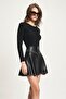 Black Leather Mini Skirt with Accessory Detail 4066 R3-G-K5 - 3