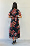 Short Sleeve Lined Plus Size Chiffon Dress Leopard, Navy Blue, Black, Tie-Dye, Brown, Green, Pomegranate Flower - 8