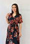 Short Sleeve Lined Plus Size Chiffon Dress Leopard, Navy Blue, Black, Tie-Dye, Brown, Green, Pomegranate Flower - 6