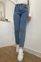 Ns-24186 Max Snow Wash Blue Women's High Waist Mom Jeans - 2