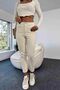 NS-82861 Women's High-Waist Mom Jeans Pants Beige - 7