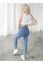 Ns-17755 Women's Blue Woops Blue Jeans Momfit Stretch Fabric - 3