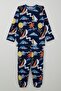 Boy's Pajama Set Summer Themed Elastic Waistband and Cuffs 4-8 Years Old, Navy Blue