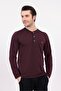 Men's Burgundy Front Half Button Winter Cotton Long Sleeve Men's Pajama Set - 4