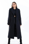 Morena Women's Black Lined Cashmere Coat 110 cm - Belted, Regular Fit (Morena) - 3