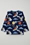 Boy's Pajama Set Summer Themed Elastic Waistband and Cuffs 4-8 Years Old, Navy Blue - 4