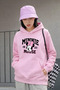 Women's Pink Oversized Hooded Sweatshirt with MINNEMAUS Print