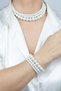Glass Pearl Detailed Three Row Women's Necklace and Bracelet Set