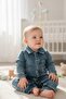 Button Detailed Baby Denim Dark Blue Jumpsuit