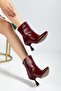 4701 Burgundy Wrinkled Square Heel Daily Women's Boots - 3