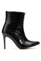 4803 Black Crocodile Pointed Toe Thin Heel Daily Women's Boots - 4
