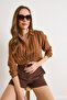 Women's Tan Textured Contrast Striped Regular Fit Shirt GML-19001405 - 3