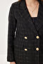 Double-Breasted Shoulder Pad Piece Tweed Blazer Jacket Lxa0030 Black - 6