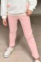 Girl's 3-Thread Sweater with Daisy Figure on It, Loose Cut, Scuba Fabric, F Corded Fabric Pink Tights Set - 6
