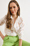 Women's White Petunia Embroidered Sheer Shirt GML-19001412 - 5