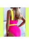Women’s High Waist One Piece Swimsuit-M0040-Rose red - 3